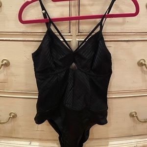 Black Strappy Bardot bodysuit